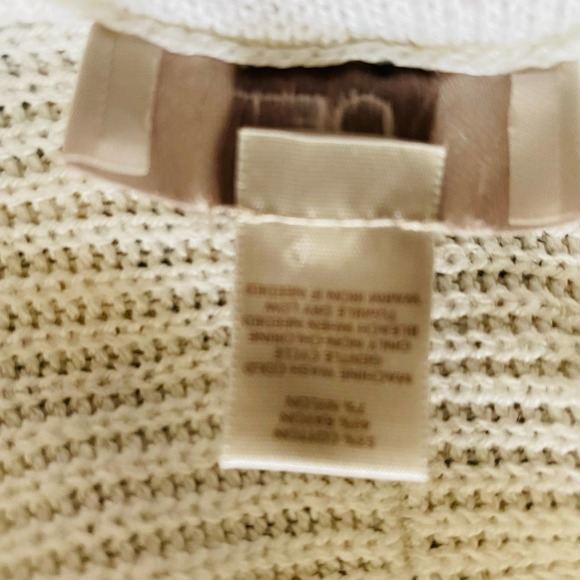 LOFT Rib Trim White Knit Cotton Open Classic Cardigan Sweater - Picture 7 of 7